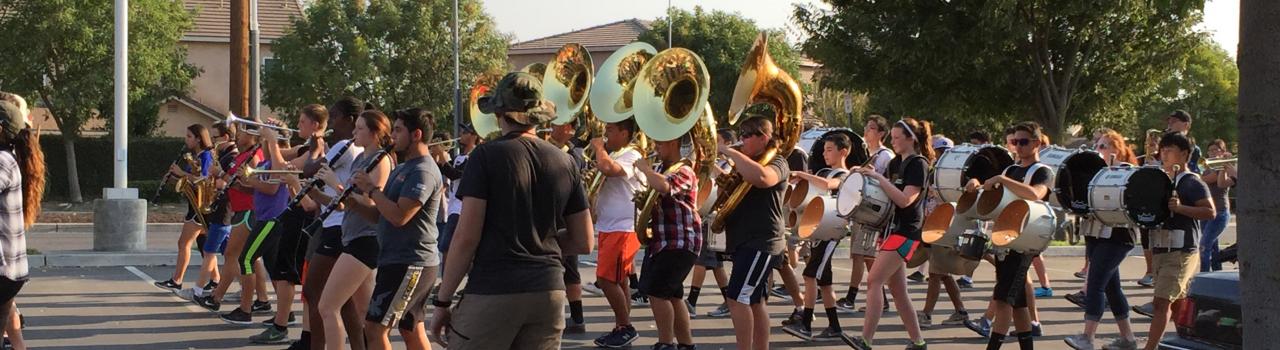 students marching band camp-tubas